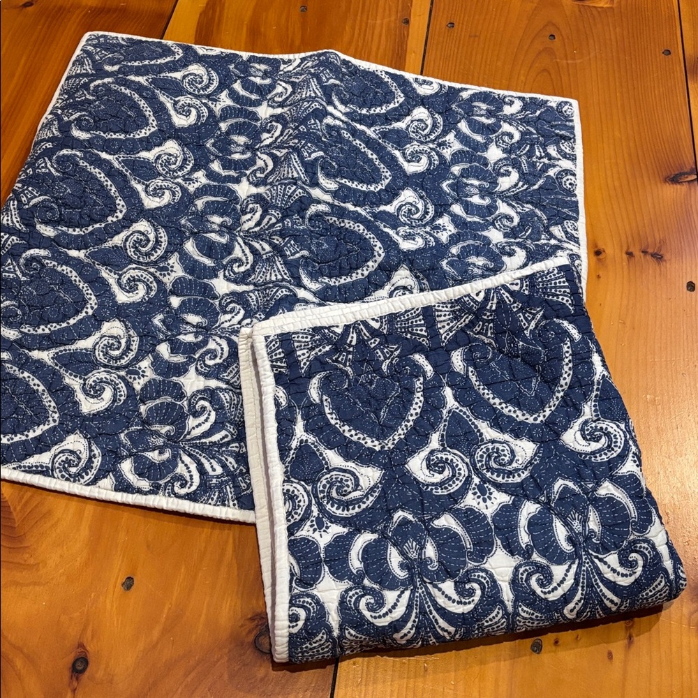 Set/2 POTTERY BARN *Euro* Navy Blue Quilted Pillow Shams Covers